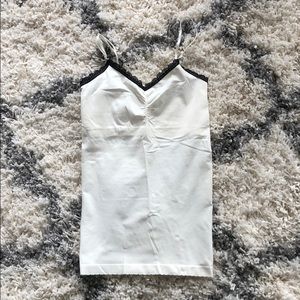 White cami with black lace detailing